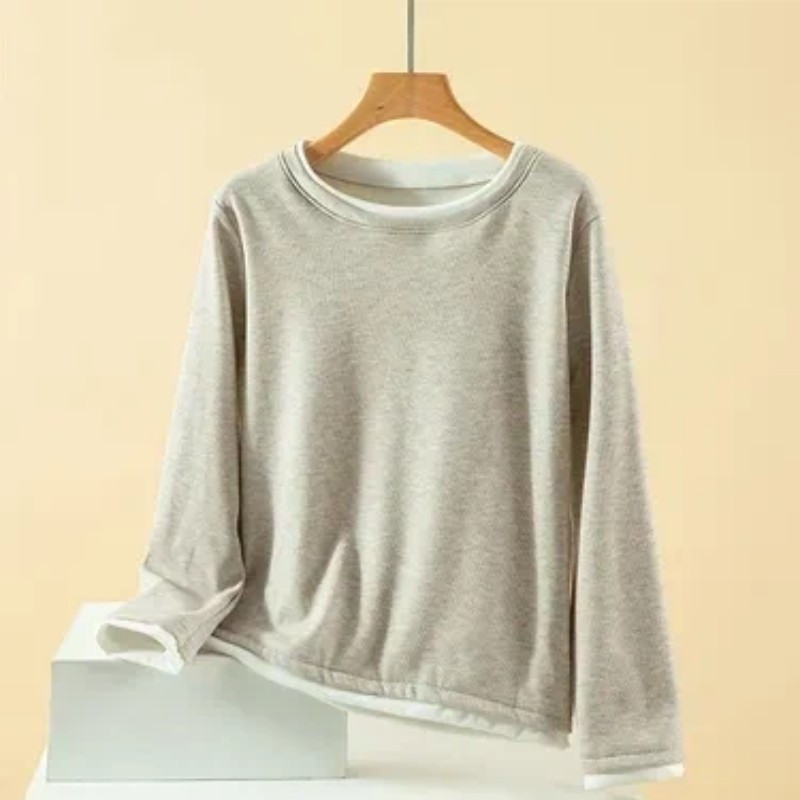 Women Plus Size Fake Two Piece - Undershirt Crew Neck review and price