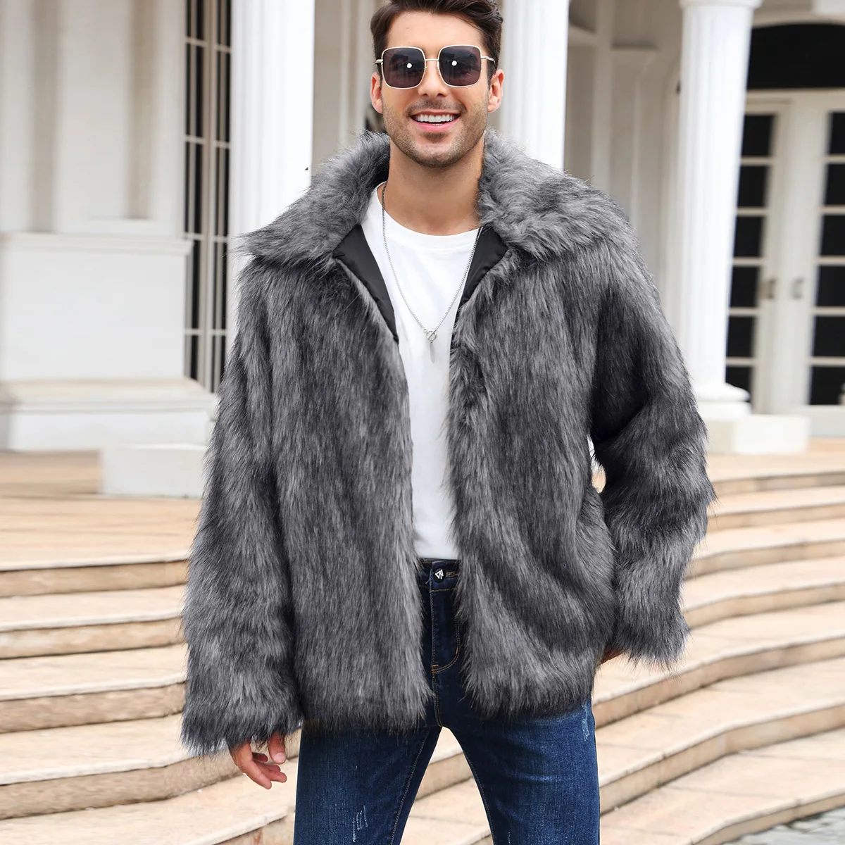 Men Faux Fox Fur Jacket Coat W - Thermal Long John review and price
