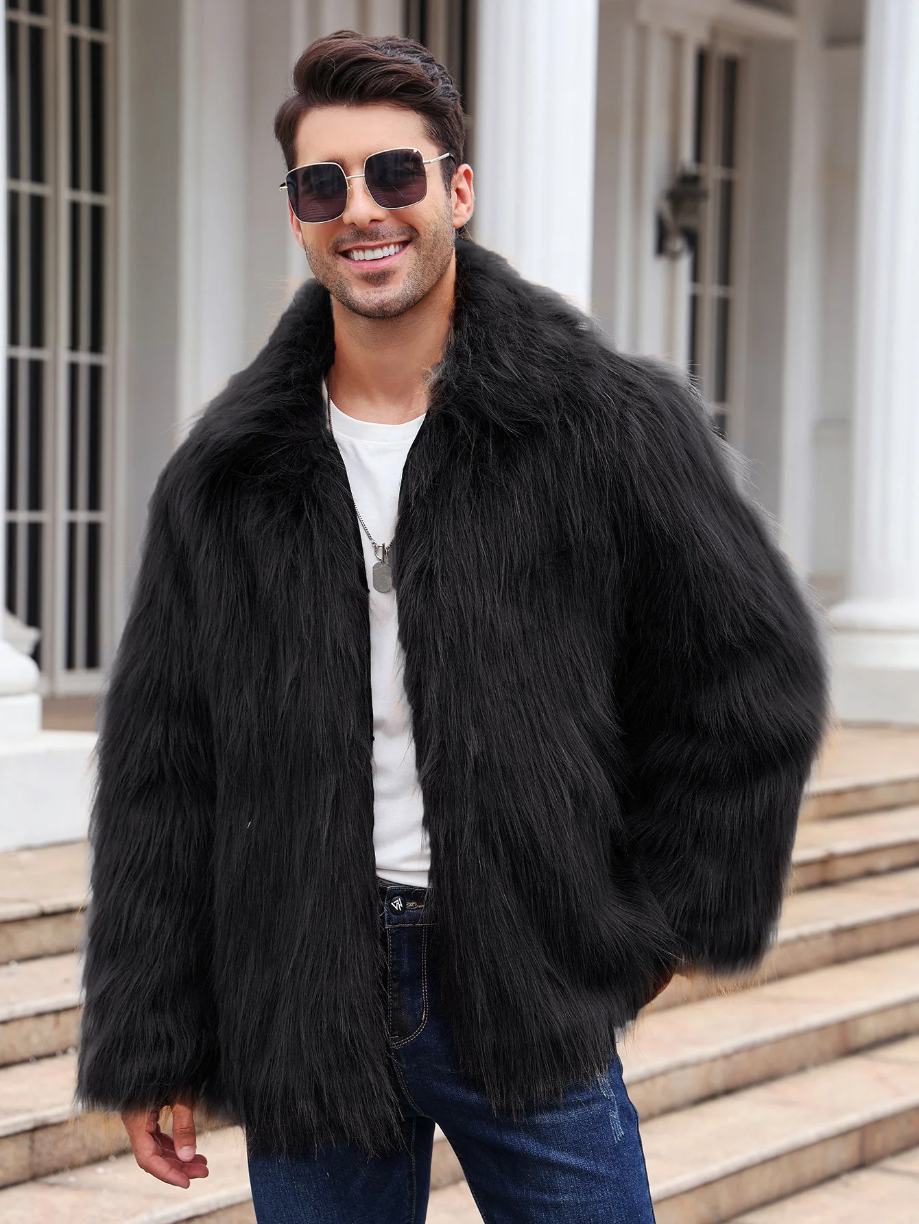 Men Faux Fox Fur Jacket Coat W - Thermal Long John review and price